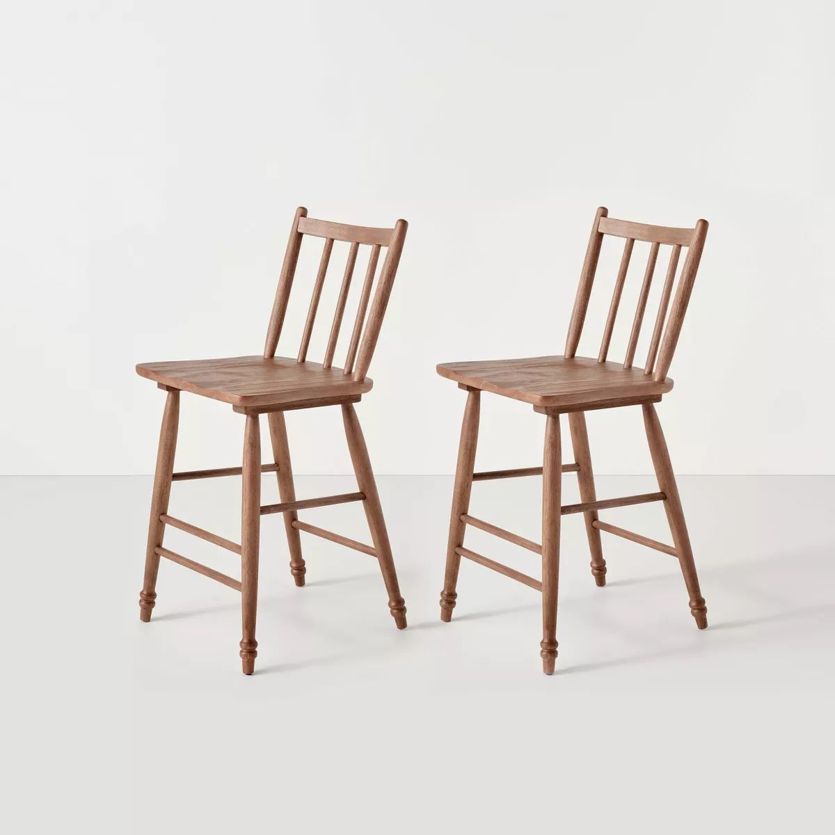 2pk Vintage Windsor Counter Stools - Aged Oak - Hearth & Hand™ with Magnolia | Target