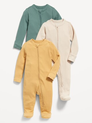 Unisex 2-Way-Zip Sleep & Play Footed One-Piece 3-Pack for Baby | Old Navy (CA)