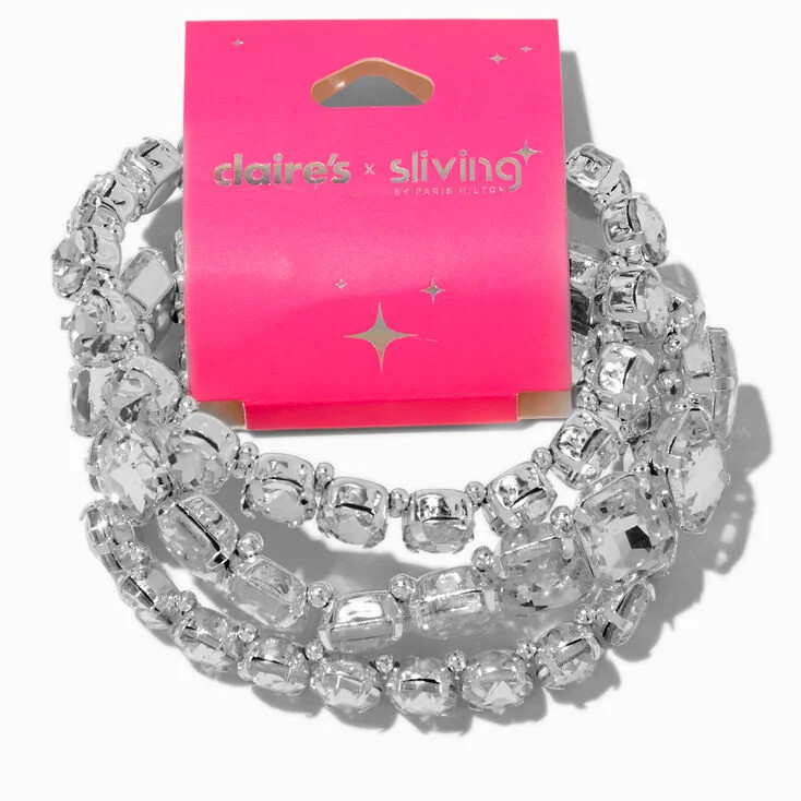 Claire's x Sliving by Paris Hilton Chunky Crystal Stretch Bracelets - 3 Pack | Claire's (UK)