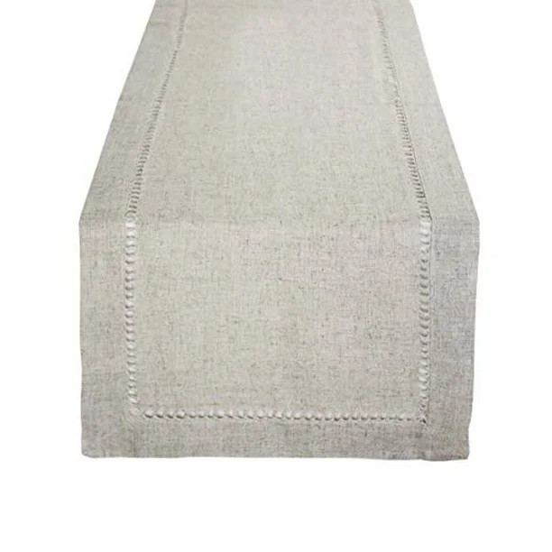 Fennco Styles Handmade Hemstitch Contemporary Linen Blend Natura Table Runner 14"W x 108"L - Walm... | Walmart (US)