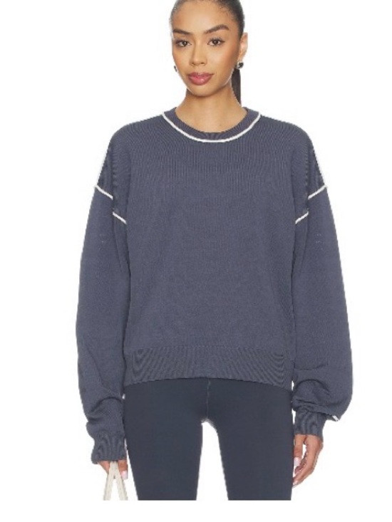 P.E Nation Women's Navy Crewneck Sweater with White Trim | Poshmark