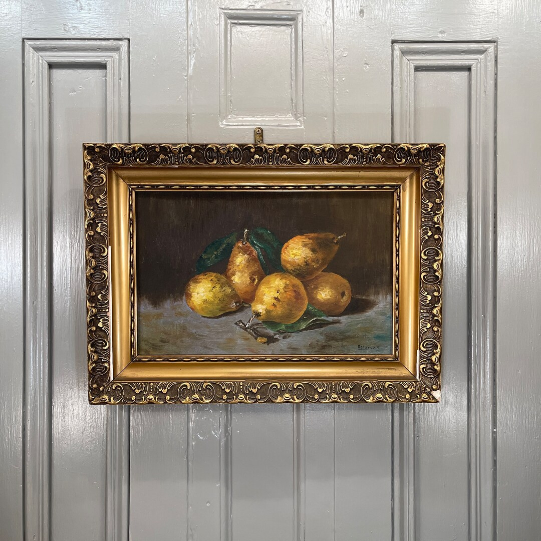 Antique French still life oil painting of pears signed Delarue A | Etsy (US)