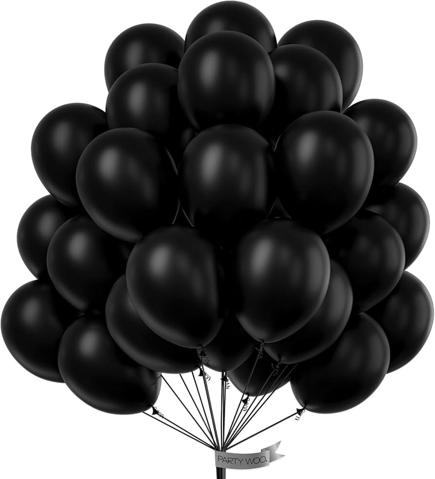 PartyWoo Black Balloons 100 pcs 12 Inch Matte Black Latex Helium Balloons for Graduation Hallowee... | Amazon (US)