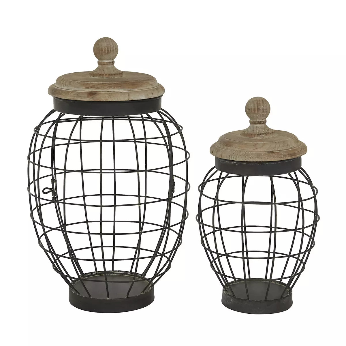 Stella & Eve Round Black Open Metal Frame Jar 2-piece Set | Kohl's