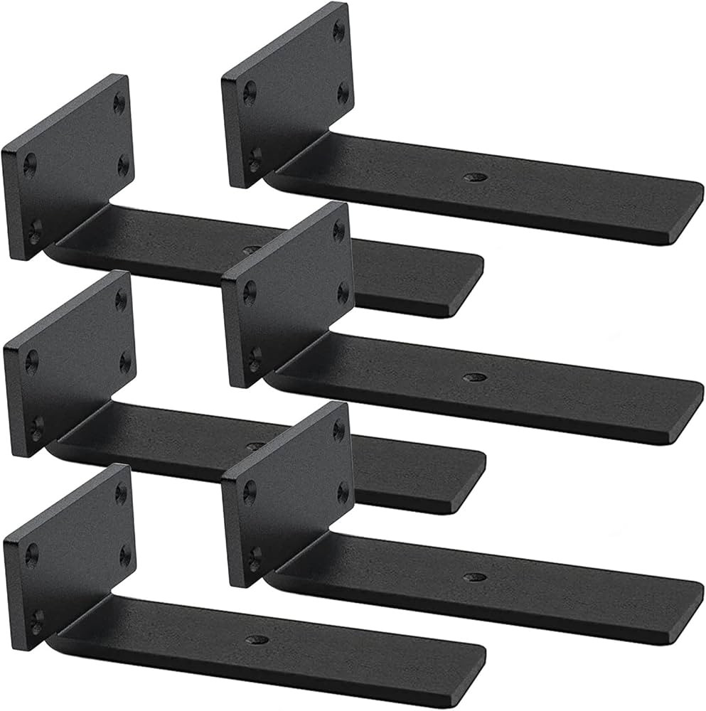 Floating Shelf Brackets Heavy Duty - 1/5 Inch Thick Industrial Black Metal L Brackets, Premium So... | Amazon (US)