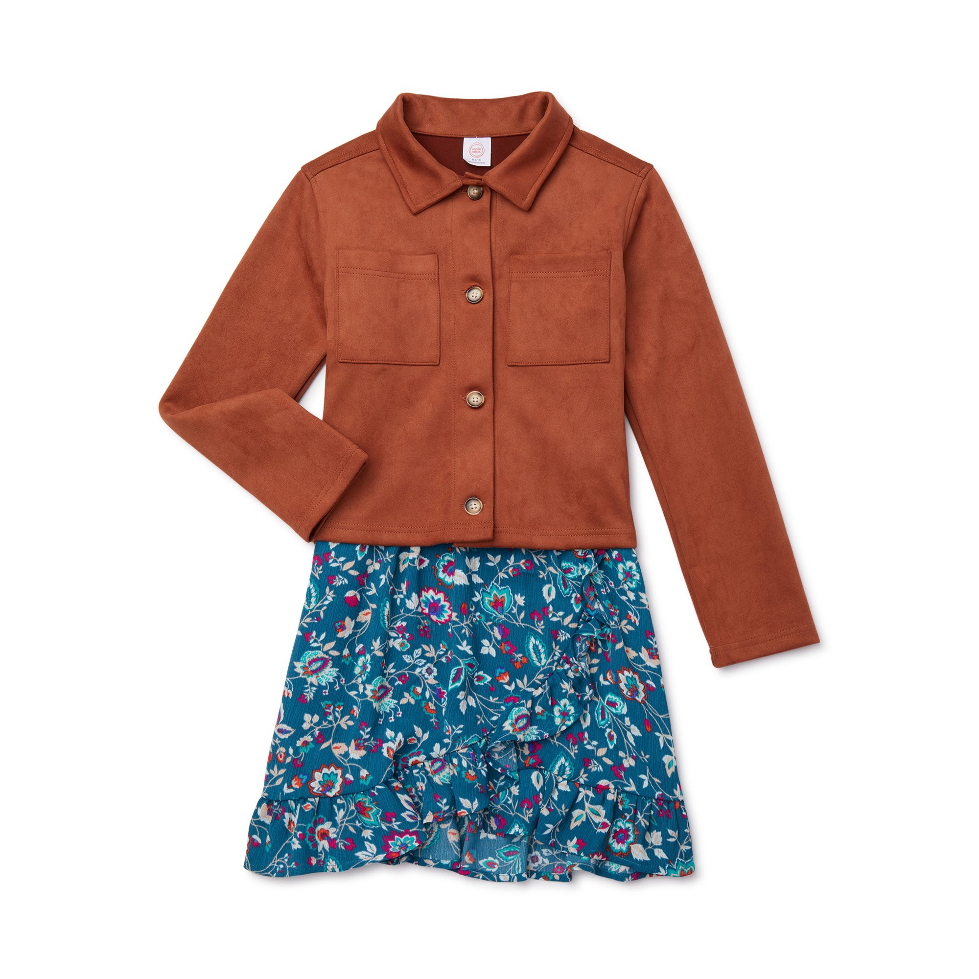 Wonder Nation Girls Shacket and Dress, 2-Piece Outfit Set, Sizes 4-18 & Plus | Walmart (US)