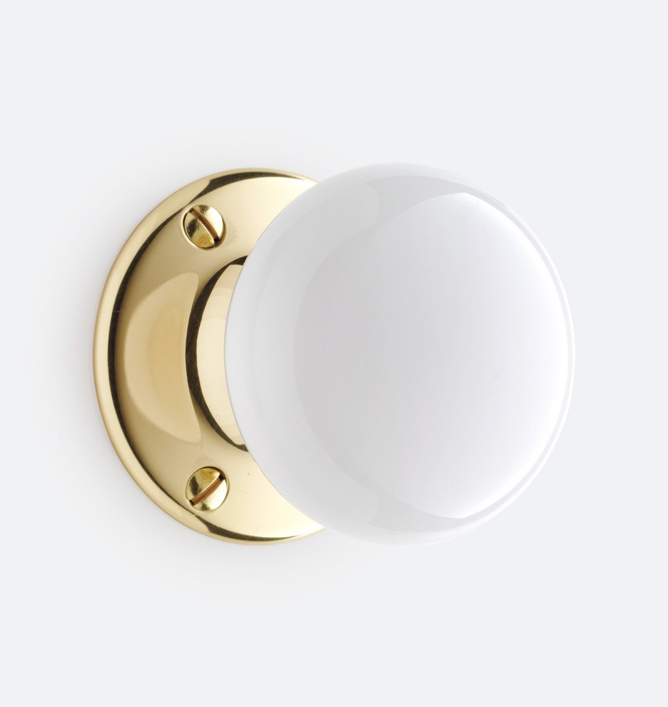 Tate White Porcelain Interior Door Knob Set | Rejuvenation