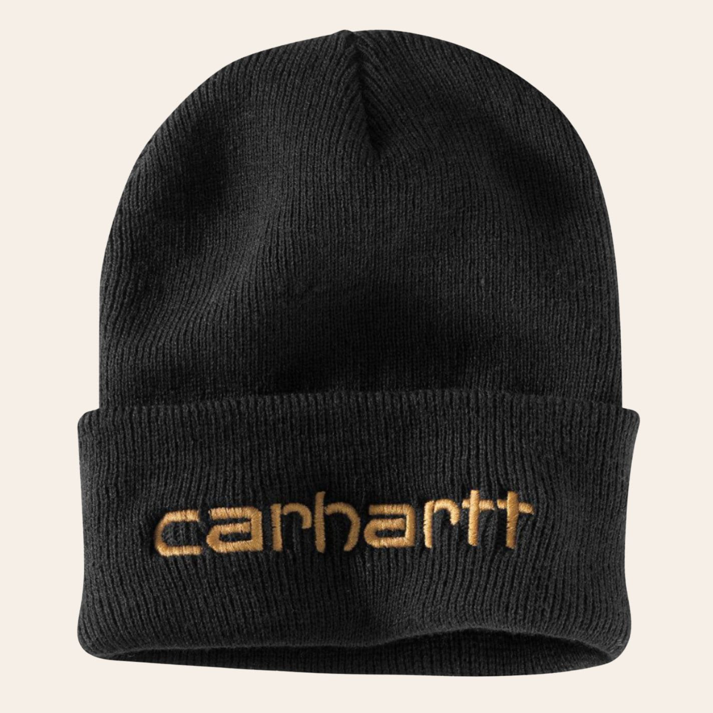 Carhartt Black Knit Insulated Embroidered Logo Cuffed Beanie - Men's - NOSZ - From Cavender's | Cavender's