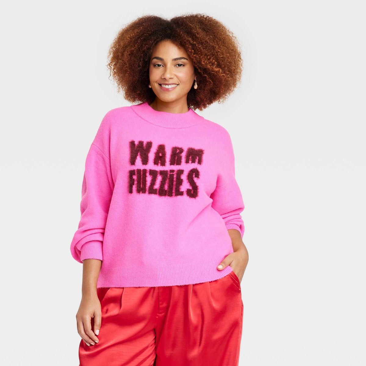 Women's Crewneck Pullover Sweater - A New Day™ Pink XXL | Target