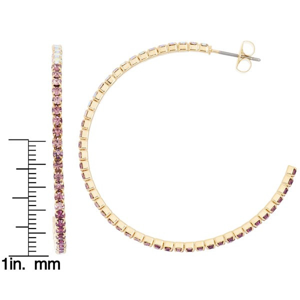 Isla Simone - Gold Plated 45mm J-Hoop Earring with Gradient Crystal | Bed Bath & Beyond