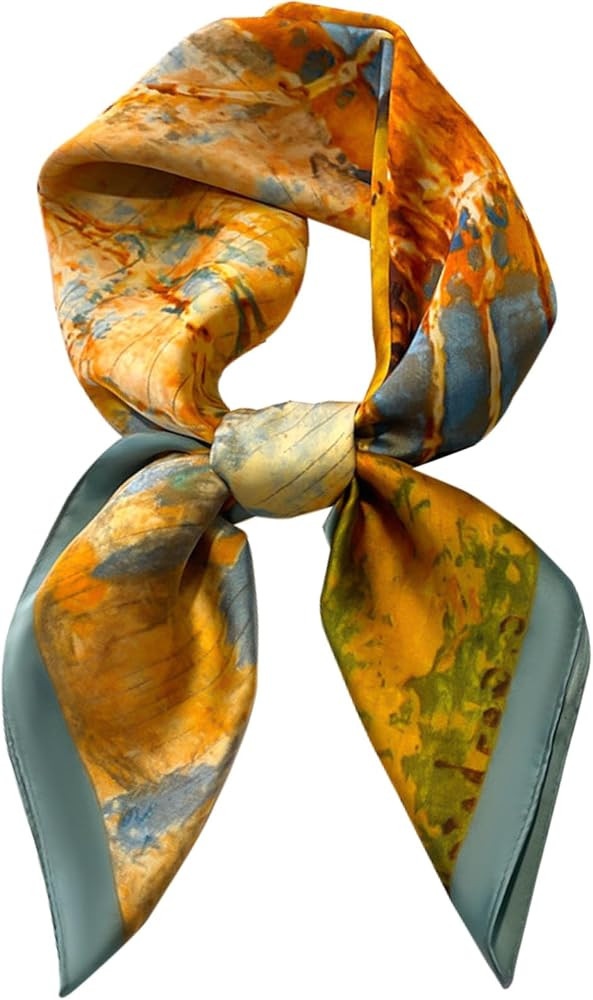 kcctoo 27.5" Mulberry Silk Feeling Head Scarf Women's Fashion Square Neck Satin Scarfs for Bag Ha... | Amazon (US)