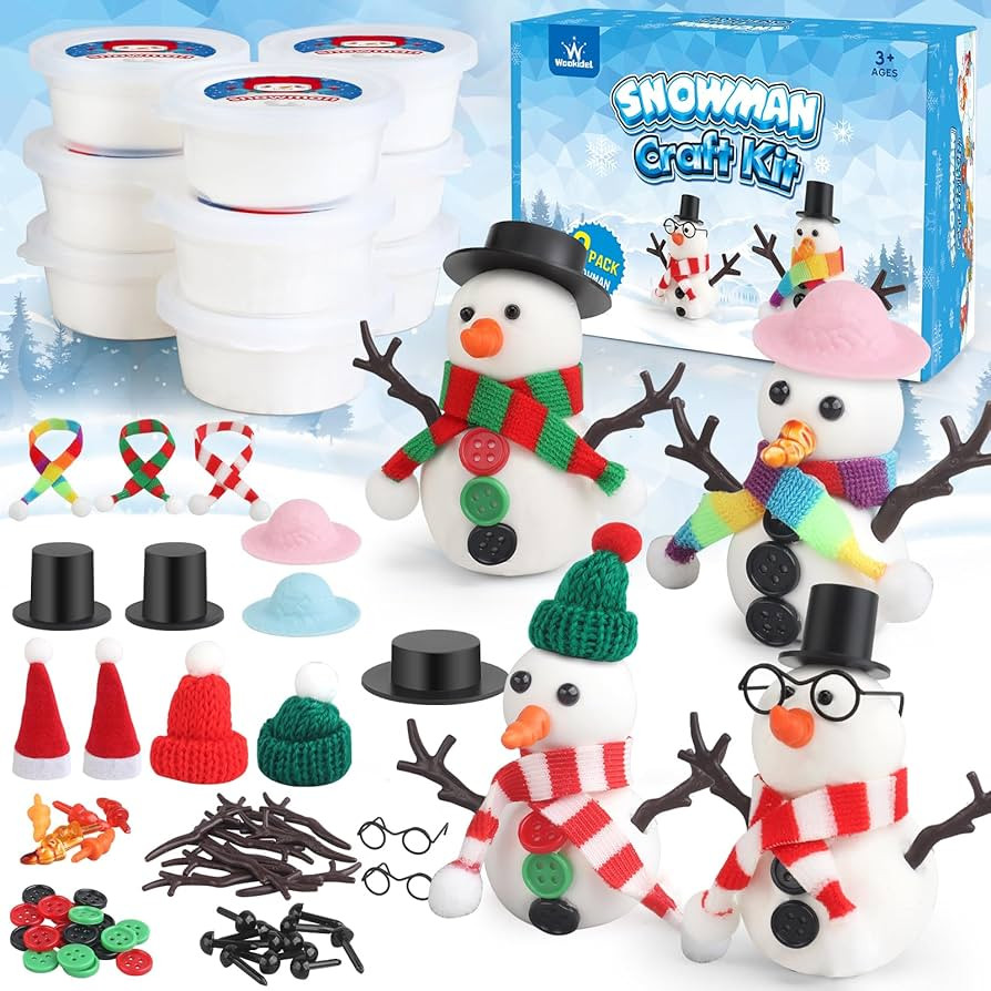 wookidel 9 Pack Build a Snowman Kit Snowman Crafts for Kids, Modeling Clay kit Snowmans Making Ki... | Amazon (US)