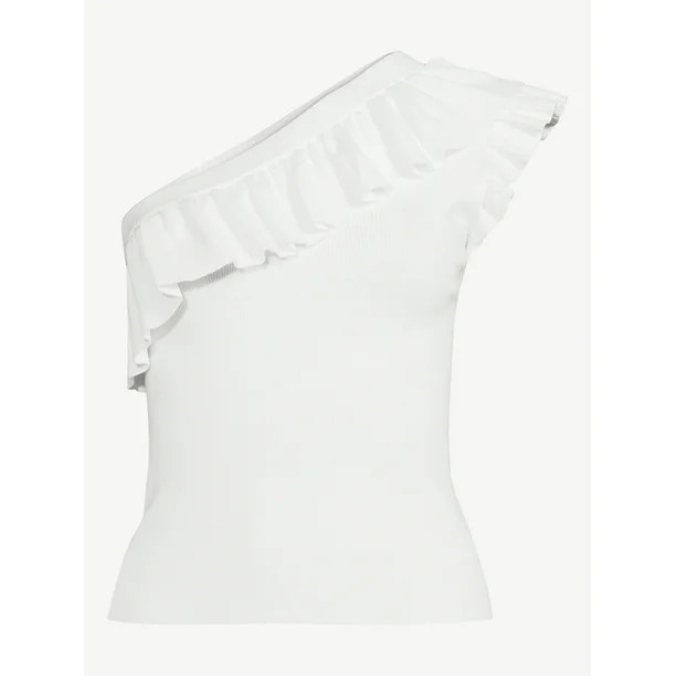 Sofia Jeans by Sofia Vergara Women's Ruffled One Shoulder Tank Top | Walmart (US)