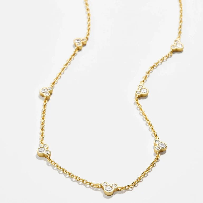 Mickey Mouse Outline 18K Gold Plated Sterling Silver Necklace - Gold/P | BaubleBar
