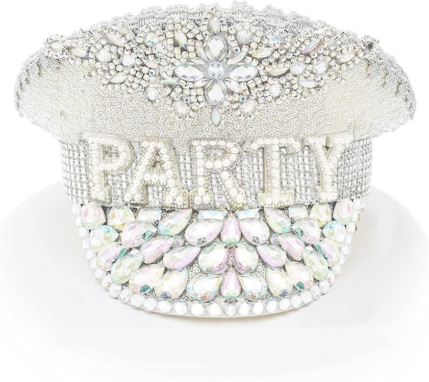 Ulrica Bride Hats with Rhinestone,Disco Hat for Bachelorette Party Decorations,Sparkle Cowboy Cow... | Amazon (US)