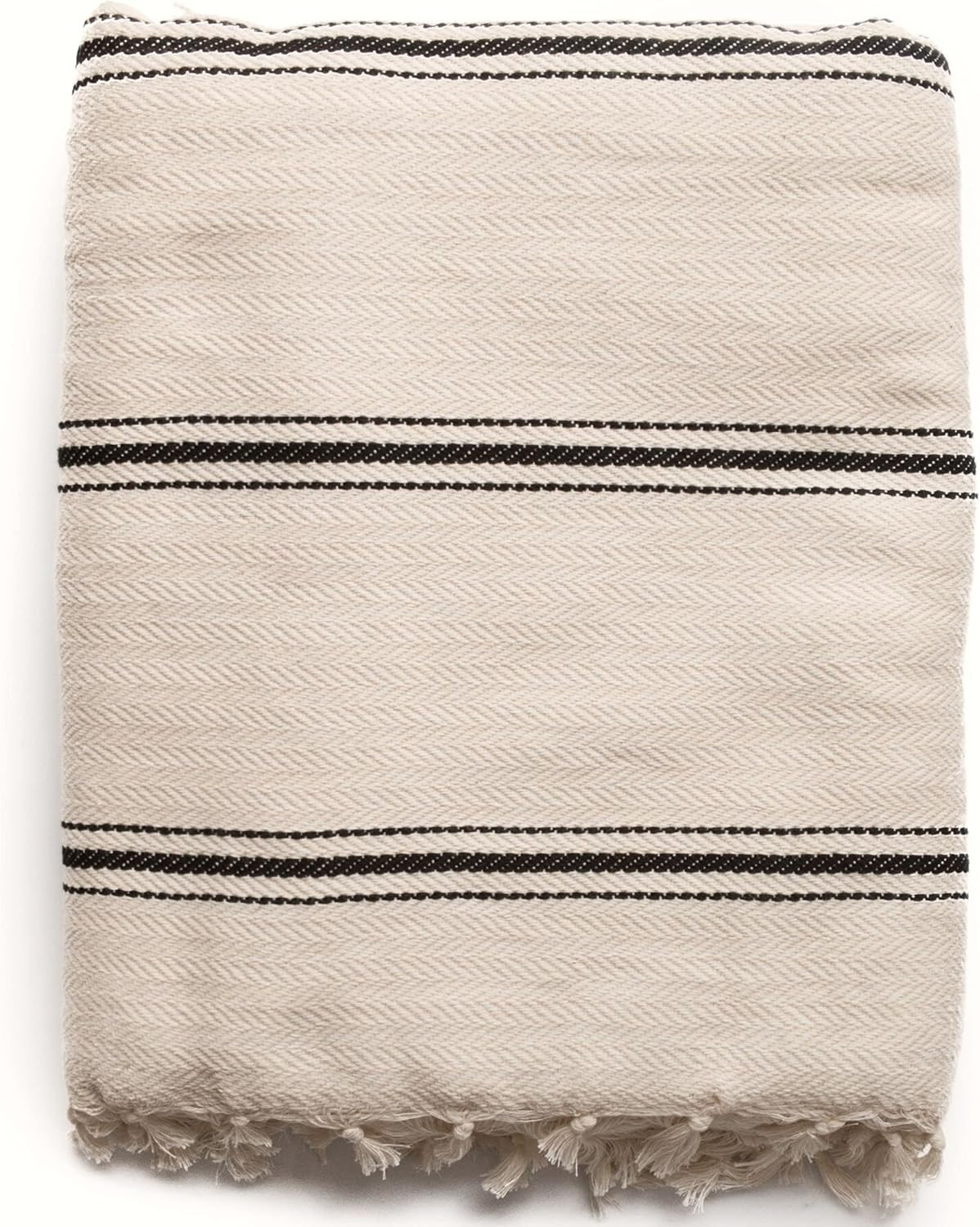 THE LOOMIA Sophie Turkish Cotton Boho Farmhouse Throw Blanket (Extra Large, Creamish Ecru Base wi... | Amazon (US)