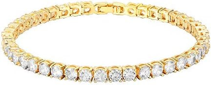 PAVOI 14K Gold Plated Cubic Zirconia Classic Tennis Bracelet | Gold Bracelets for Women | 4mm CZ,... | Amazon (US)