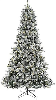 HOMCOM 7.5ft Tall Snow Flocked Artificial Tree with 1346 Branches 550 LED Warm White Light for Ho... | Amazon (US)