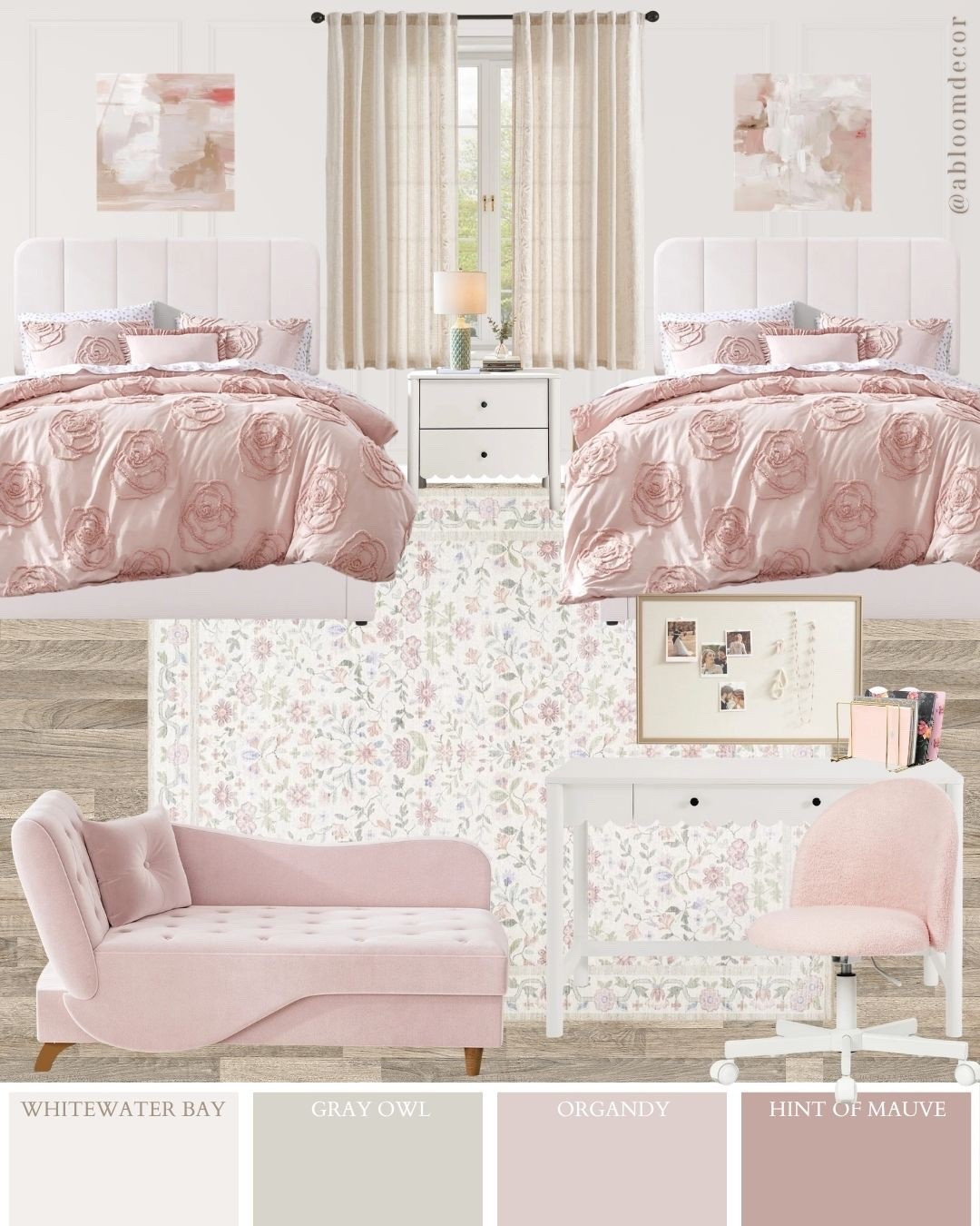 Blush Pink Shared Dorm Room Mood Board

#LTKHome