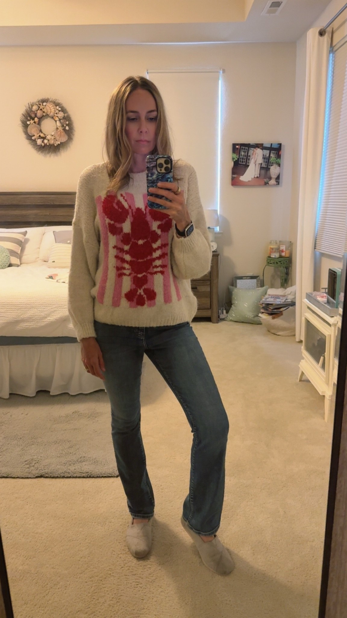 Wearing a size S/M in the sweater. Even this size runs bulky so size down 

In a size 4 in the jeans 
@VICI @nordstrom

#LTKootd #LTKOver40 #LTKTall