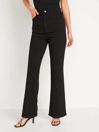 Higher High-Waisted Black-Wash Flare Jeans for Women | Old Navy (US)