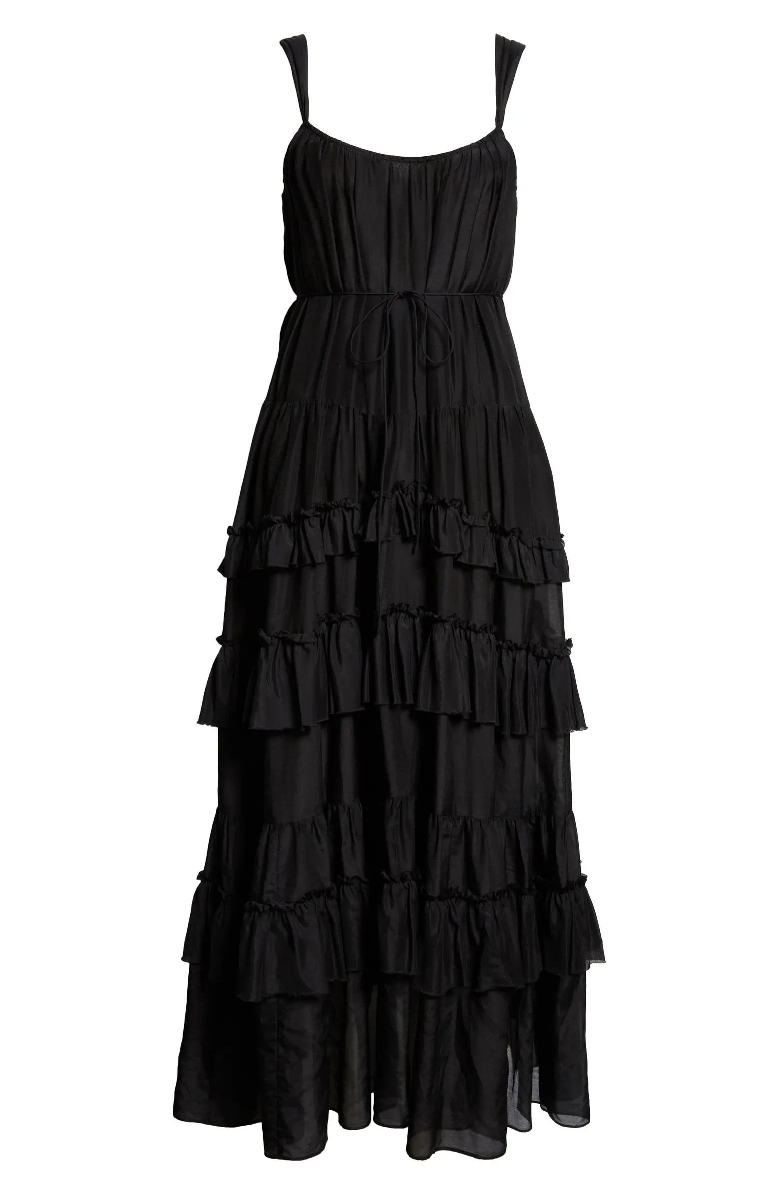 Kandra Ruffle Tiered Cotton & Silk Blend Dress | Nordstrom
