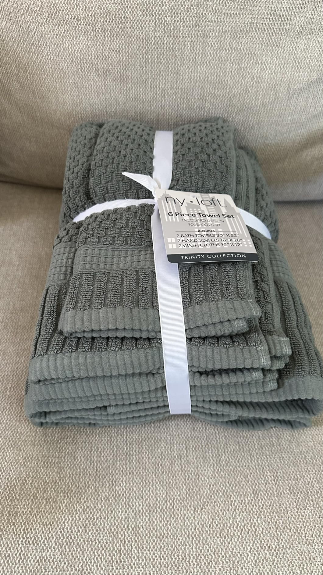 NY Loft 100% Cotton 4 Pack Bath Towels, 30" x 52", Soft & Absorbent, Quick Dry, Textured - Trinity Collection, Bright White | Amazon (US)