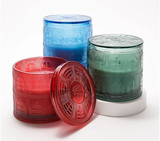 HomeWorx by Harry Slatkin S/3 Festive Woods Holiday Candles - QVC.com | QVC