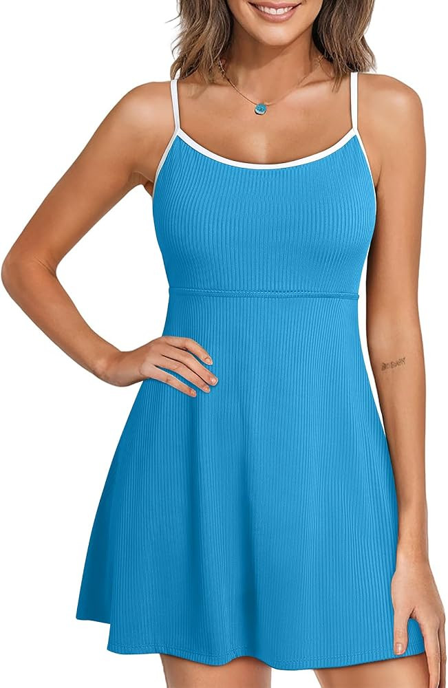 Aleumdr Women’s Ribbed One Piece Swimsuits Modest Swim Dress Tummy Control Adjustable Straps Ba... | Amazon (US)