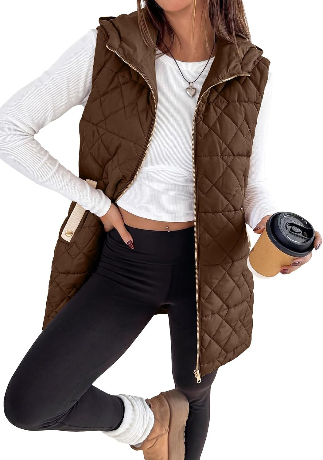 EVALESS Womens Colorblock Hooded Puffer Vest Sleeveless Jackets Coats | Amazon (US)