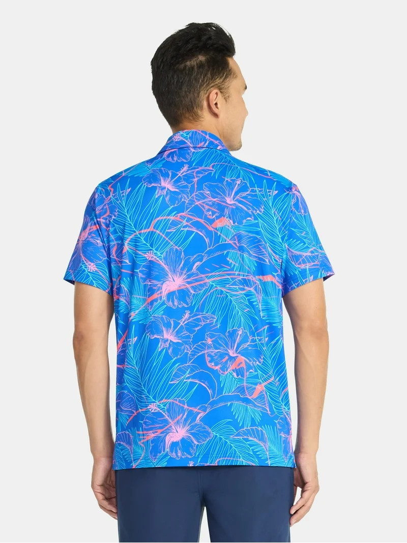 Birdie Bound Men's Layer Tropical Print Polo Shirt, Sizes S-3XL | Walmart (US)