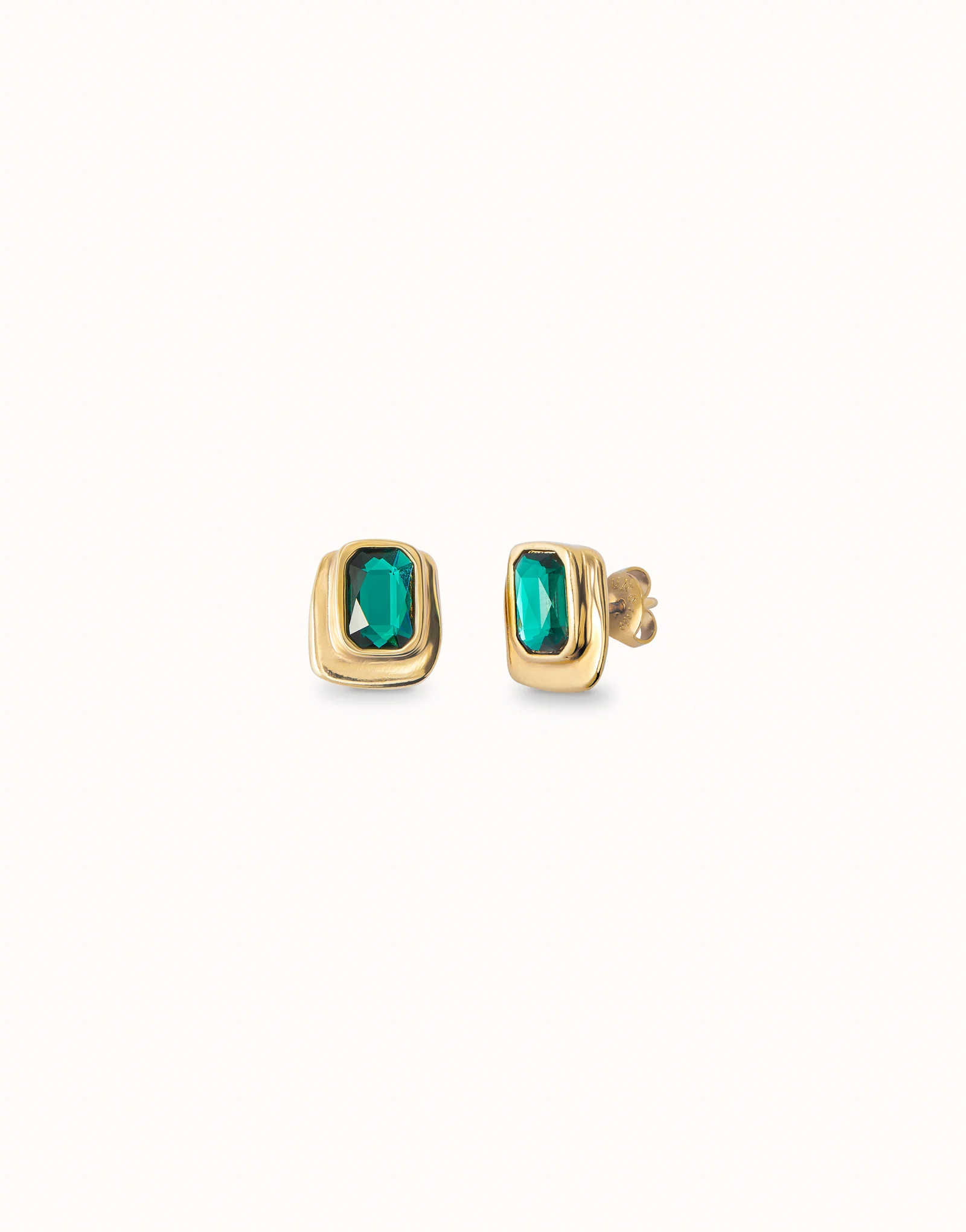 Stud earrings with green crystal | UNOde50