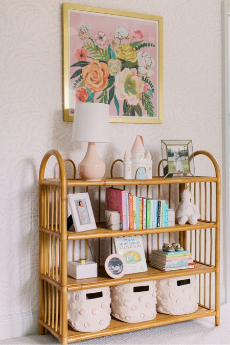 All the pink girly vibes in Blair’s nursery ✨ This rattan shelf is such a statement piece in the room and it’s currently on sale! It’s a great way to add some natural warmth to the room (and has a matching side table too)! Details are linked 💕

#LTKhome #LTKbaby