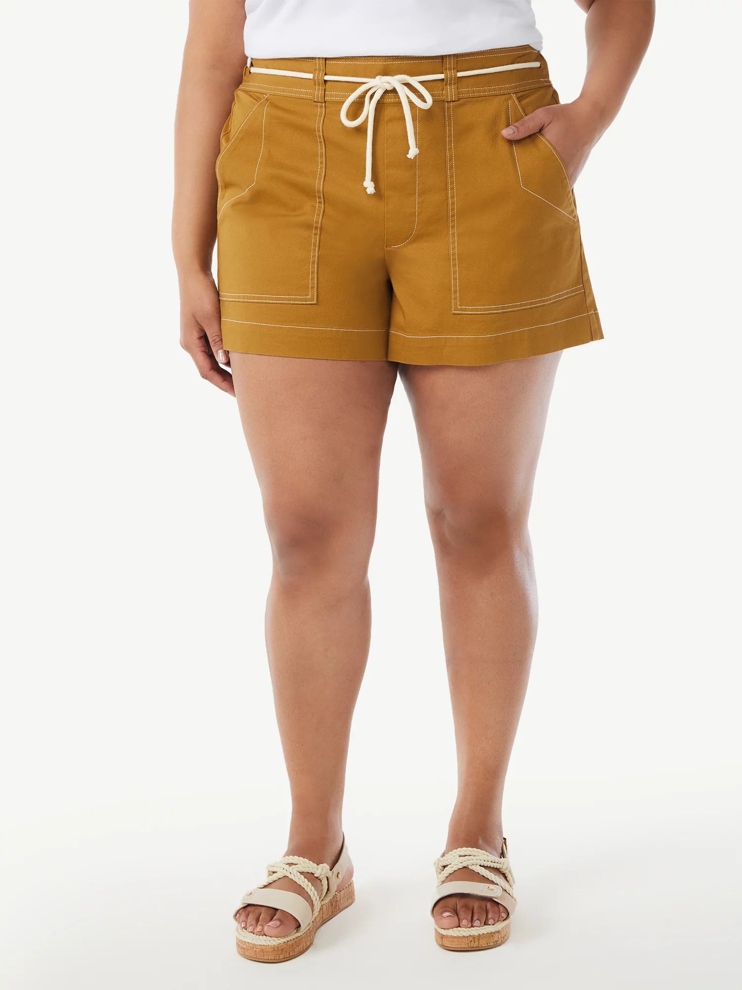 Free Assembly Women's E-Waist Utility Shorts - Walmart.com | Walmart (US)