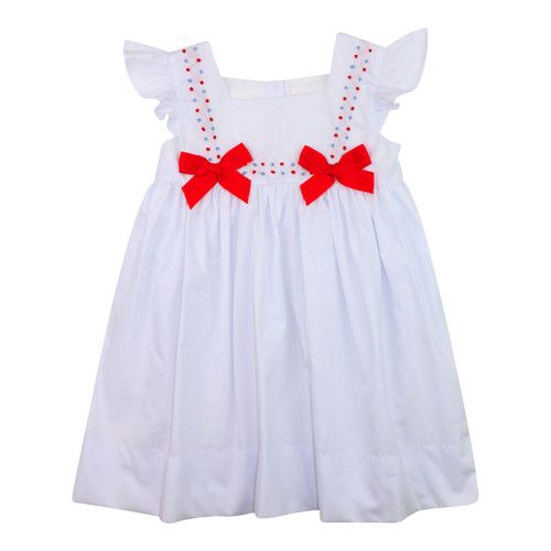 Red, White And Blue French Knot Bow Dress | Cecil and Lou