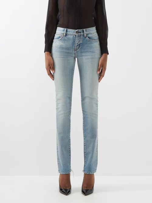 Saint Laurent - Low-rise Raw-hem Skinny Jeans - Womens - Light Denim | Matches (US)