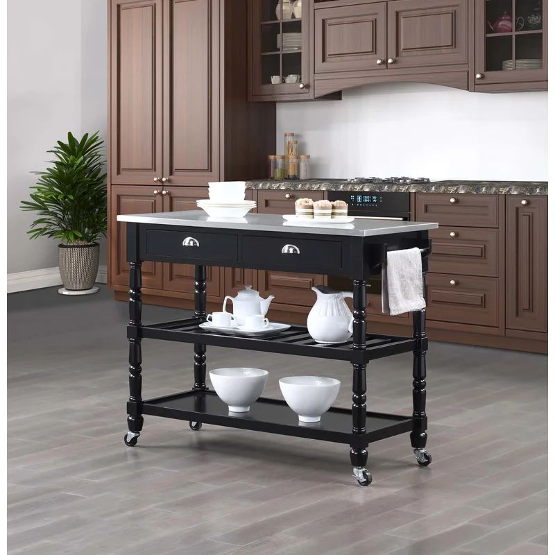 Celia 45" Kitchen Cart with Stainless Steel Top and Locking Wheels | Wayfair North America