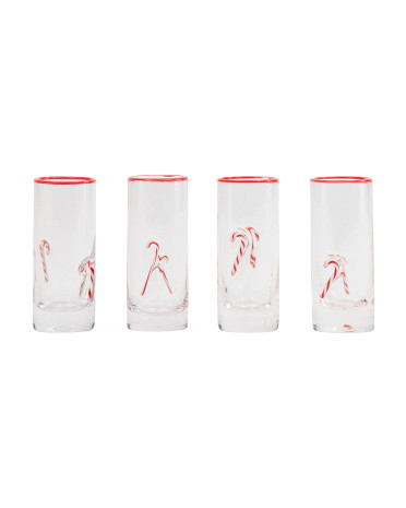 Set Of 4 Candy Cane Shot Glasses | TJ Maxx