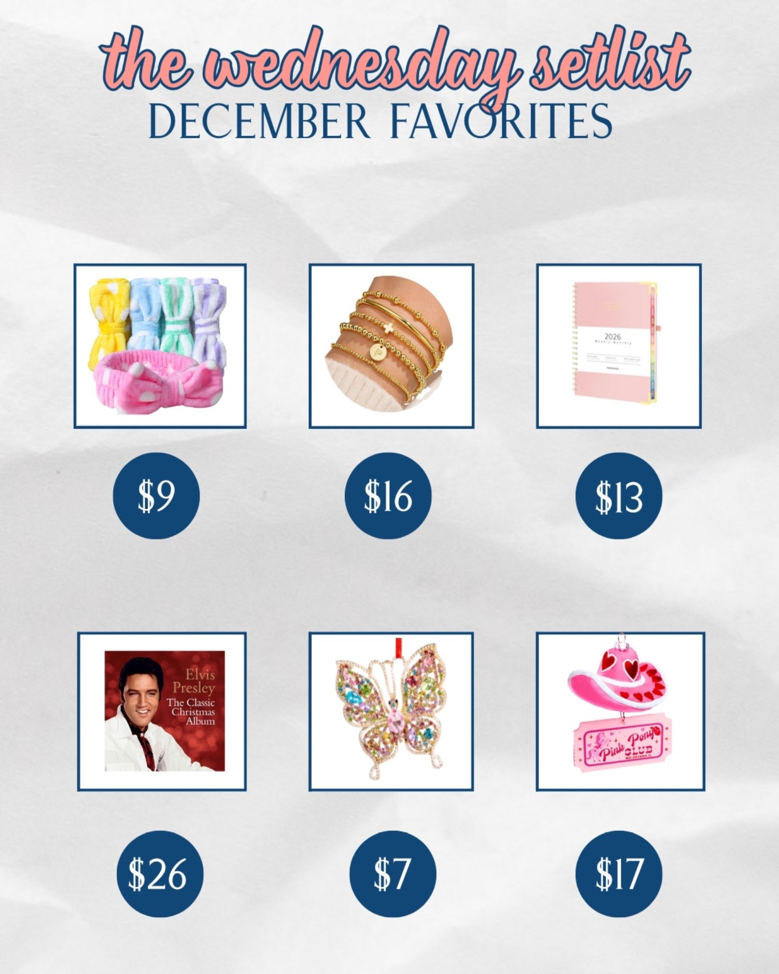 Wednesday set-list week of 12.8.25

#LTKHoliday #LTKFindsUnder100 #LTKGiftGuide