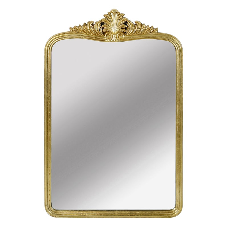 Gold Faux Wood Ornate Top Wall Mirror, 25x37 | At Home
