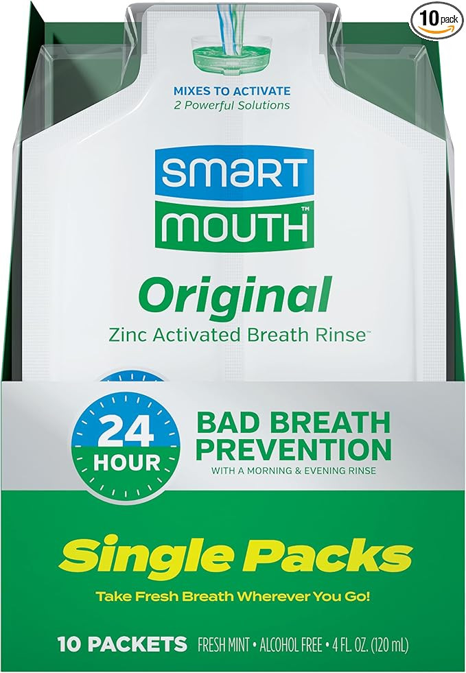 SmartMouth Original Activated Mouthwash Single Packs, Travel Mouthwash, Fresh Mint, 10 Pack | Amazon (US)