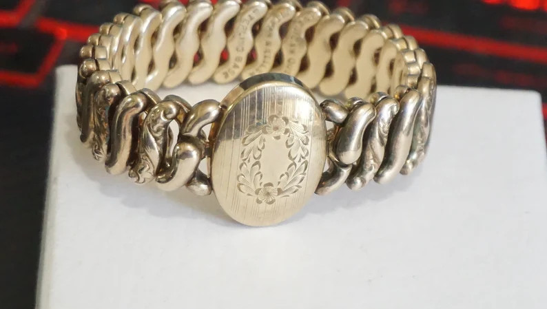 Vintage American Queen Pitman & Keller Sterling Base Gold Filled "S" Link Expansion Bracelet | Etsy (US)
