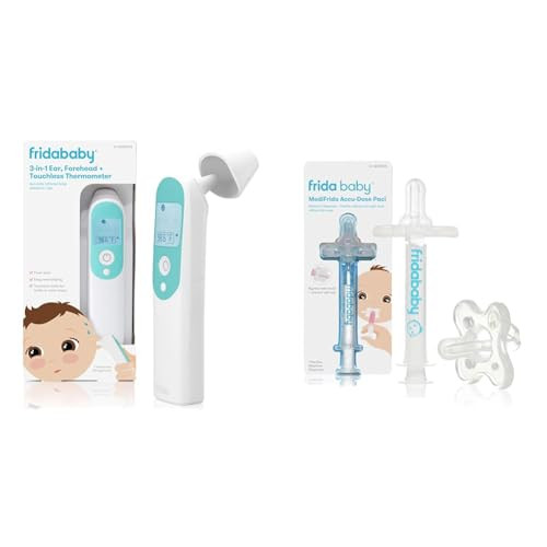 Frida Baby Thermometer, 3-in-1 Infrared Thermometer for Ear, Forehead & Touchless + Frida Baby Medicine Pacifier, Medicine Syringe & Accu-Dose Pacifier | Amazon (US)