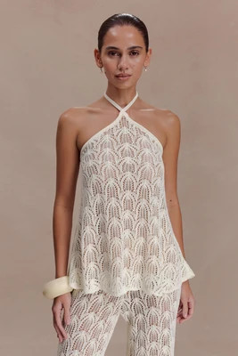 Corey Crochet Halter Neck Top / Ivory | MESHKI | XL | MESHKI US