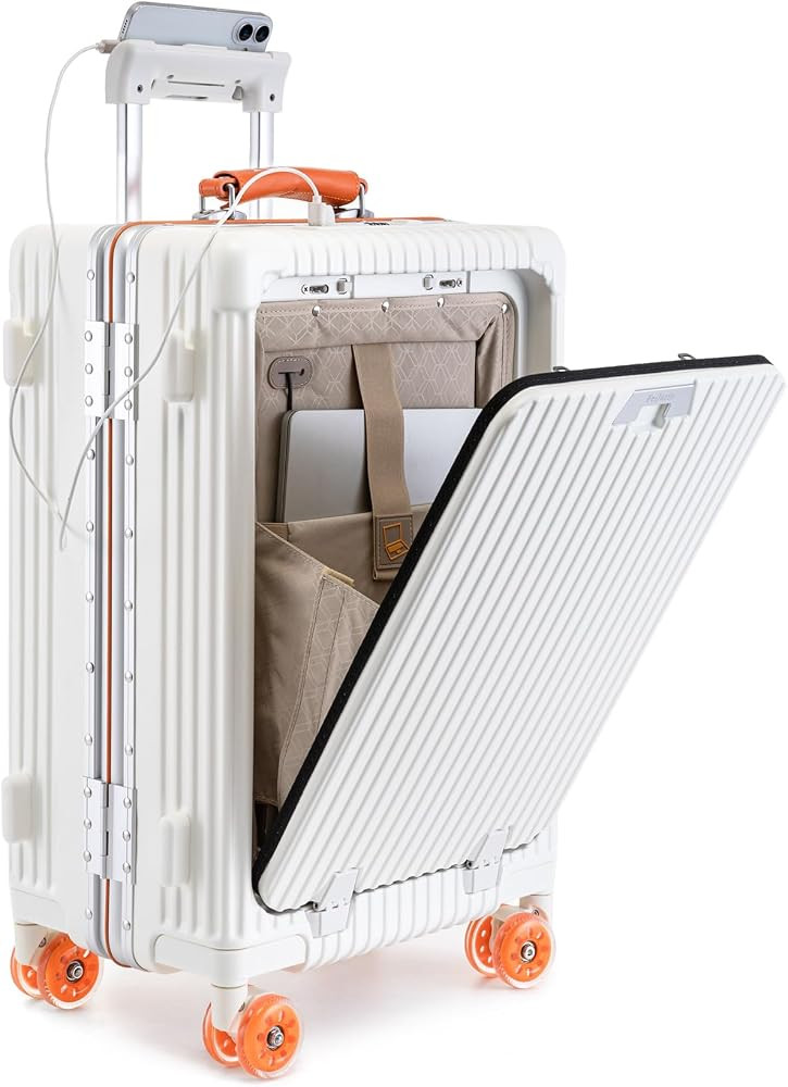feilario PC Hardside Carry On Luggage, Aluminum Frame, TSA Lock, Cup Holder | Amazon (US)