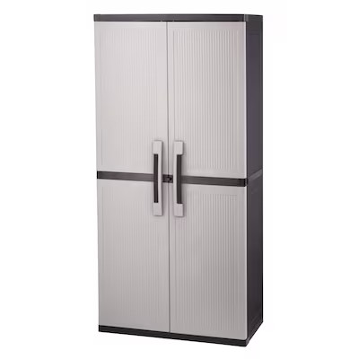 Keter  Utility jumbo cabinet Plastic Freestanding Garage Cabinet in Gray (34.5-in W x 70.8-in H ... | Lowe's