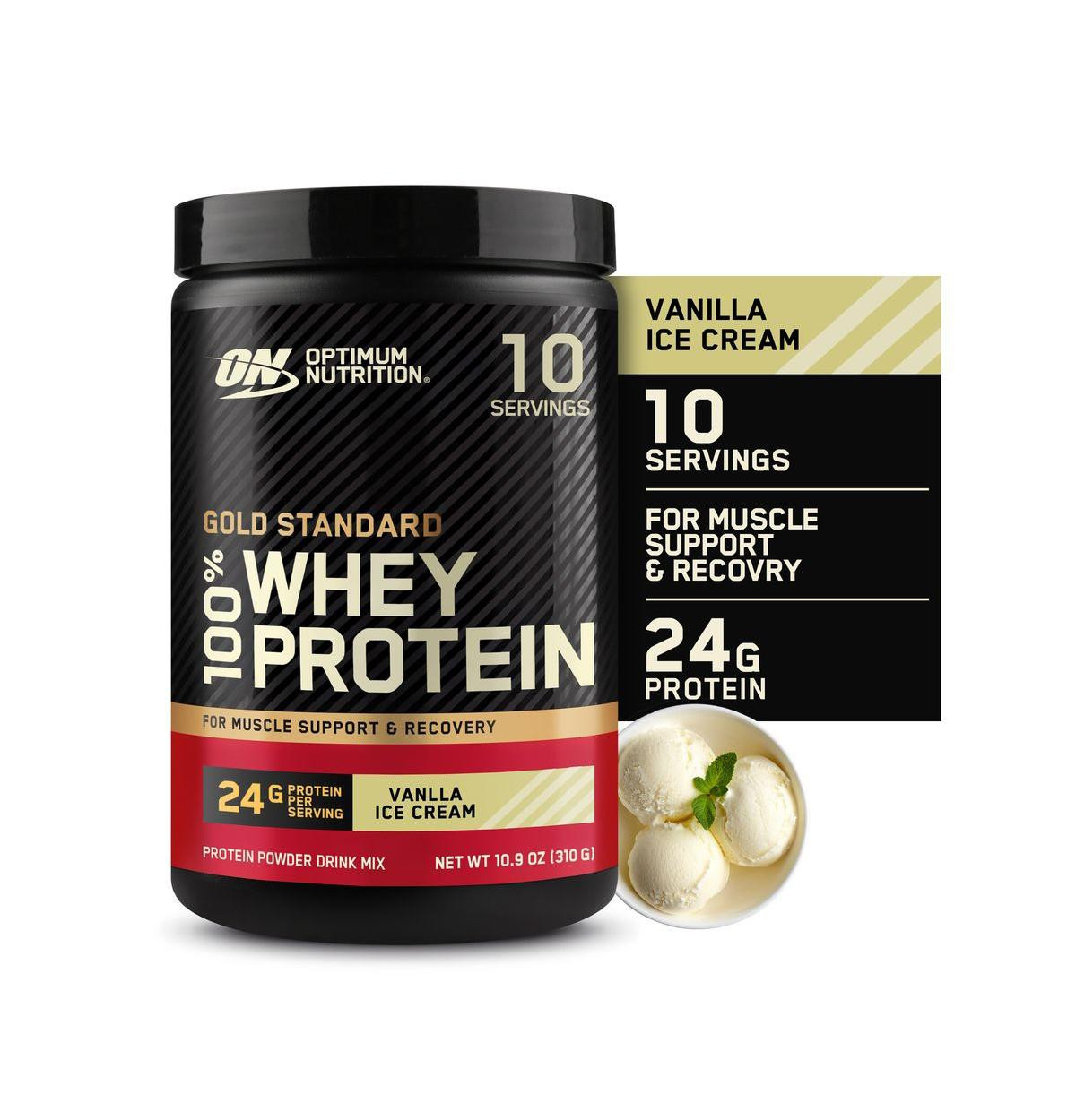 Optimum Nutrition, Gold Standard 100% Whey Protein Powder, Vanilla Ice Cream, 10.9 oz, 10 Servings | Macy's