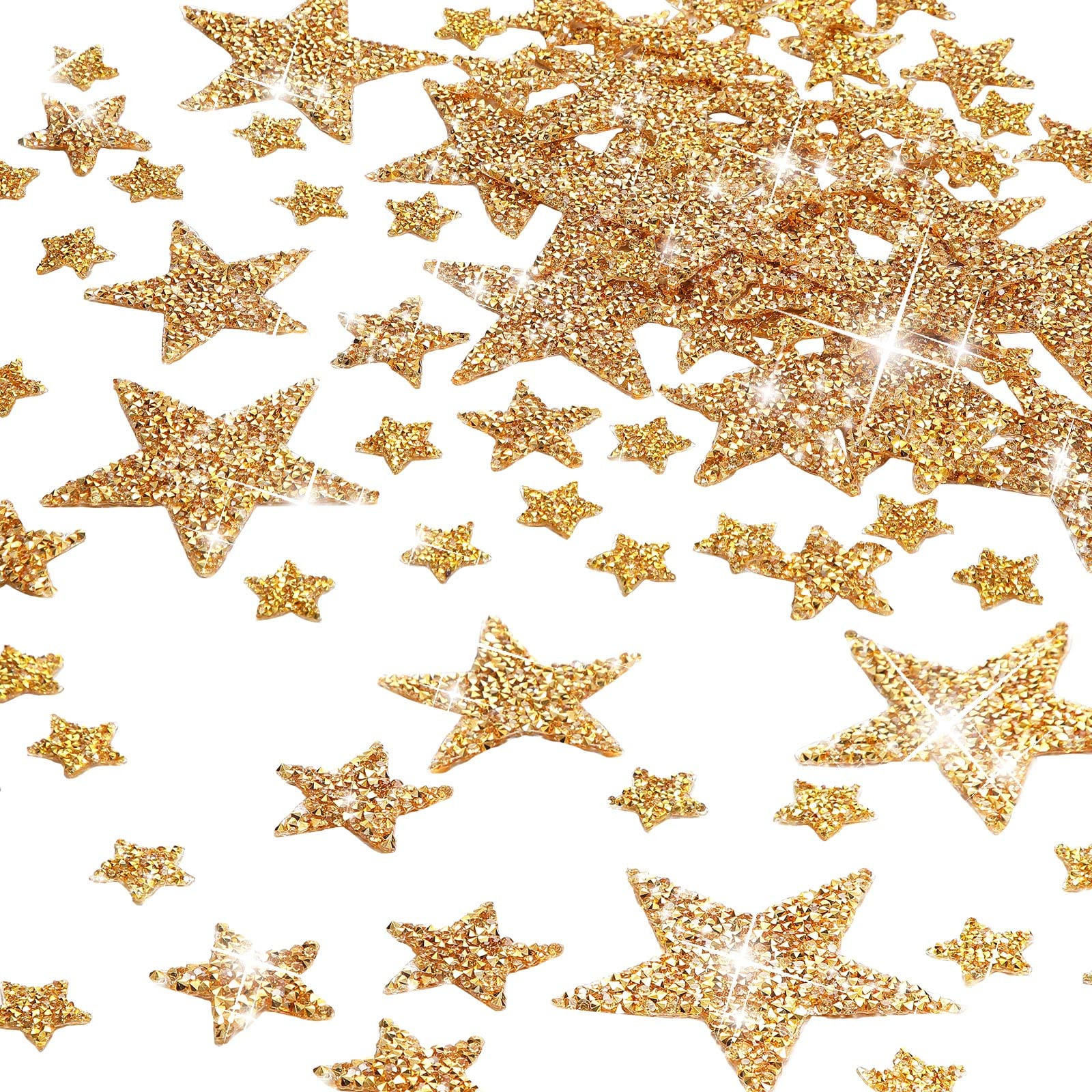 Geosar 120 Pieces Star Rhinestone Appliques Iron on Star Patches Rhinestone Glitter Star Patches ... | Amazon (US)