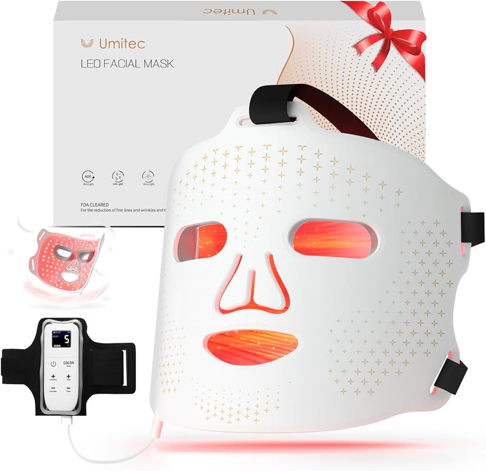 LED Face Mask Light Therapy, FDA-Cleared, 4 Modes Red Light Therapy for Face with Remote and Time... | Amazon (US)