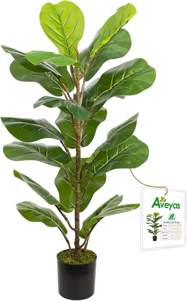 Aveyas 30 inch Artificial Ficus lyrata Fiddle Leaf Fig Tree for Home Decor, Faux Large Potted Pla... | Amazon (US)